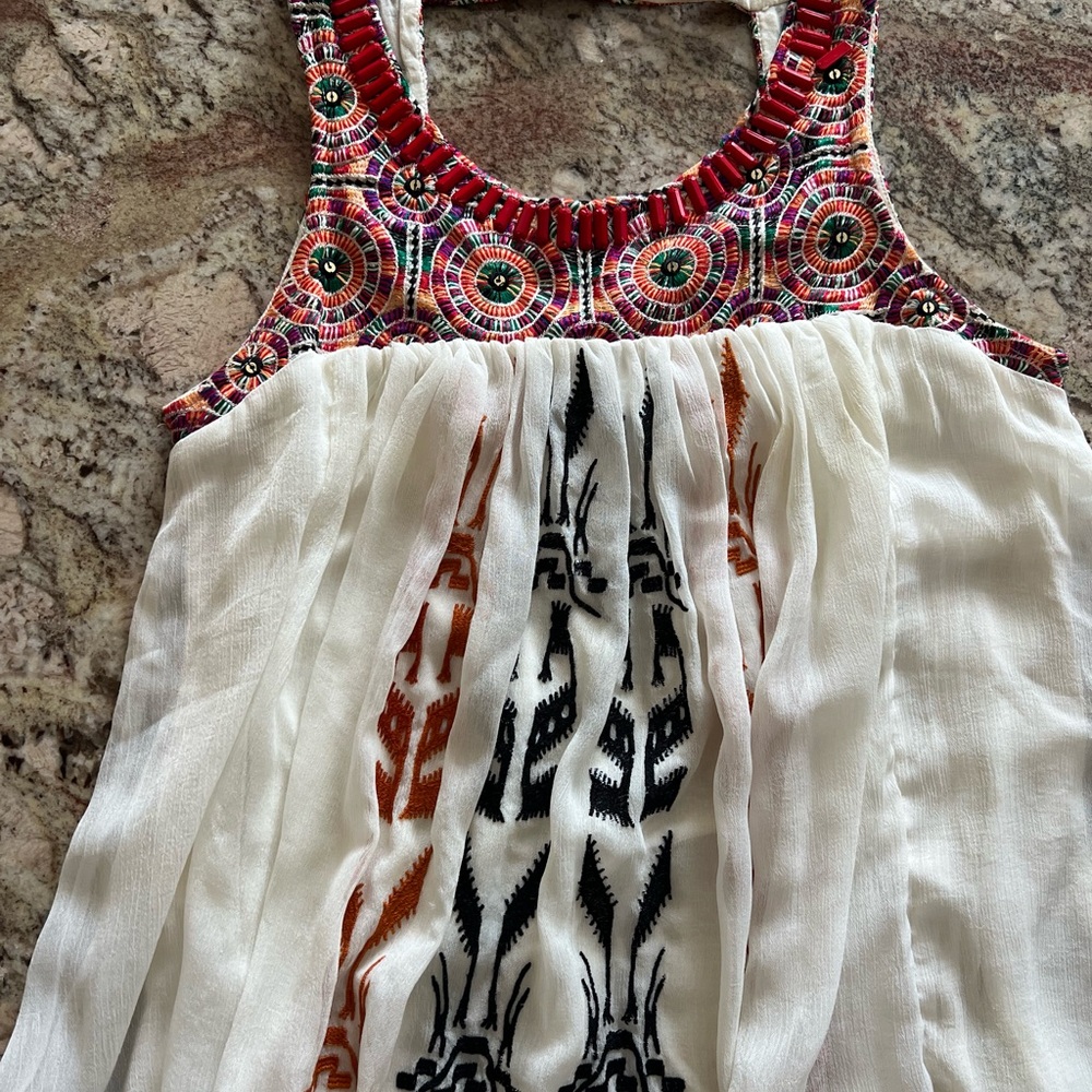 Anthropologie Cream Linen Top